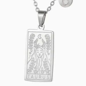 Taurus Zodiac Pendant Necklace 18K Gold Electro-Plated Stainless Steel Silver